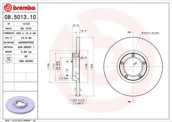 BREMBO Első féktárcsa 08.5013.10_BREMBO