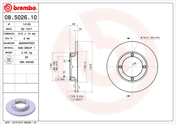 BREMBO Első féktárcsa 08.5026.10_BREMBO