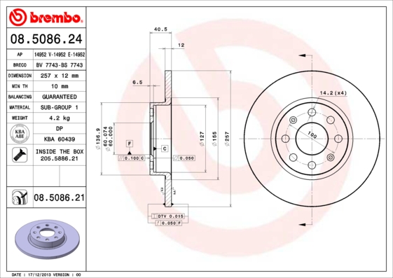 BREMBO Első féktárcsa 08.5086.21_BREMBO