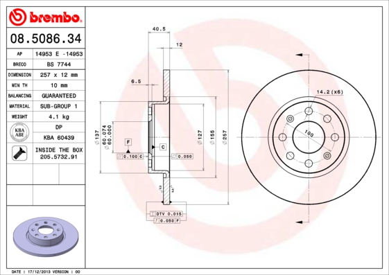 BREMBO Első féktárcsa 08.5086.34_BREMBO