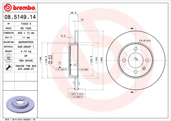 BREMBO Első féktárcsa 08.5149.14_BREMBO