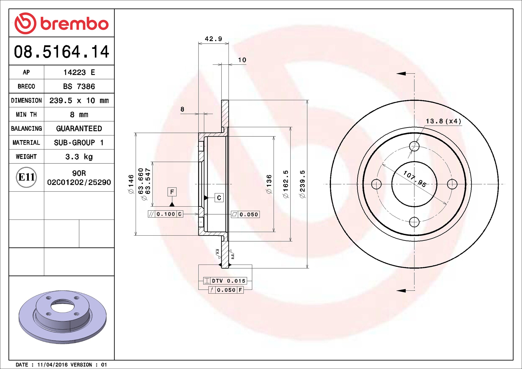 BREMBO Első féktárcsa 08.5164.14_BREMBO