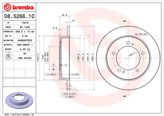 BREMBO Első féktárcsa 08.5266.10_BREMBO