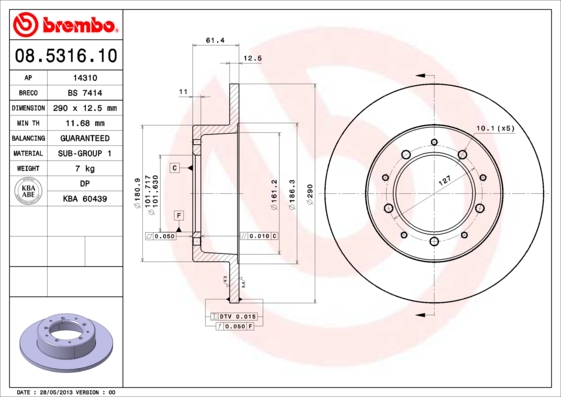 BREMBO Hátsó féktárcsa 08.5316.10_BREMBO