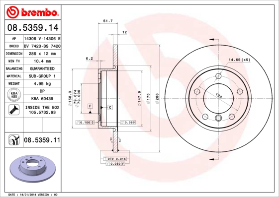 BREMBO Első féktárcsa 08.5359.11_BREMBO