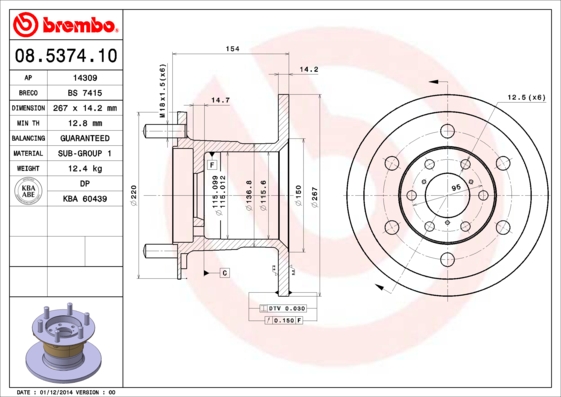 BREMBO Első féktárcsa 08.5374.10_BREMBO