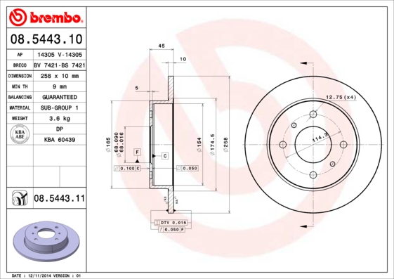 BREMBO Hátsó féktárcsa 08.5443.11_BREMBO