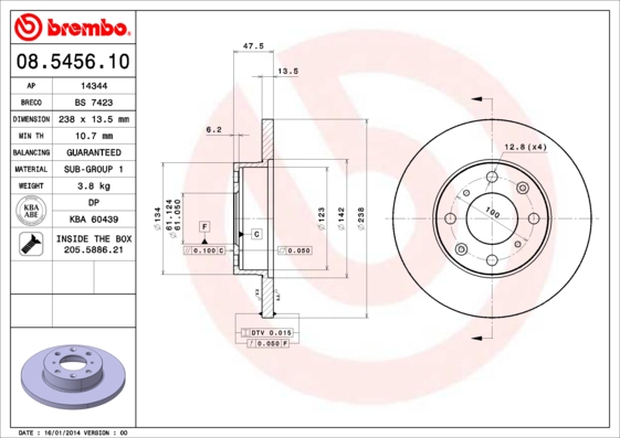 BREMBO Első féktárcsa 08.5456.10_BREMBO