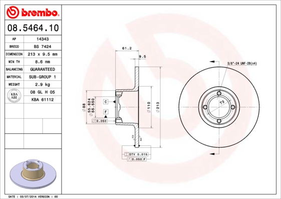 BREMBO Első féktárcsa 08.5464.10_BREMBO