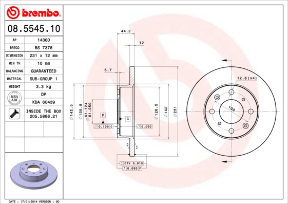 BREMBO Első féktárcsa 08.5545.10_BREMBO