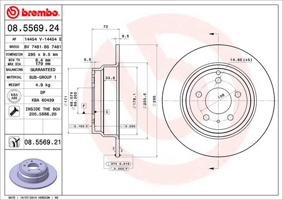 BREMBO Hátsó féktárcsa 08.5569.21_BREMBO