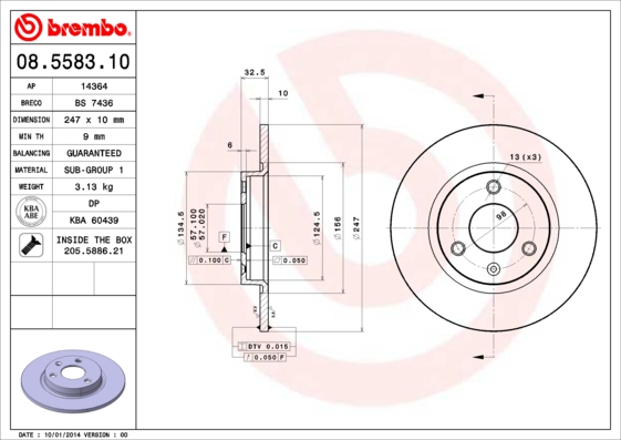 BREMBO Első féktárcsa 08.5583.10_BREMBO