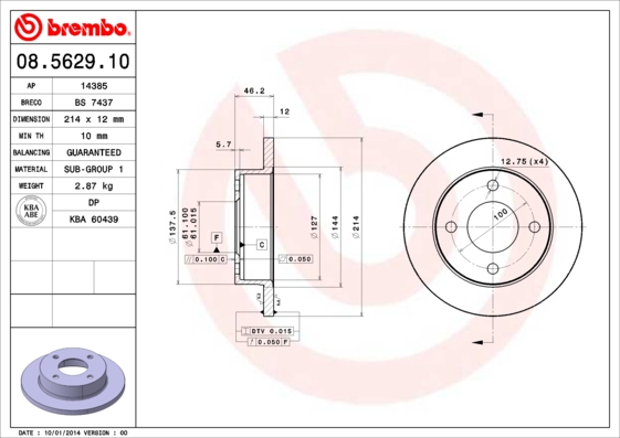 BREMBO Első féktárcsa 08.5629.10_BREMBO