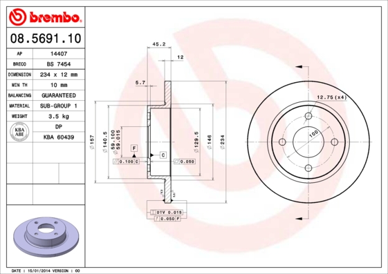 BREMBO Első féktárcsa 08.5691.10_BREMBO