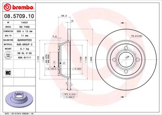 BREMBO Első féktárcsa 08.5709.10_BREMBO