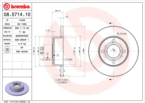 BREMBO Első féktárcsa 08.5714.10_BREMBO