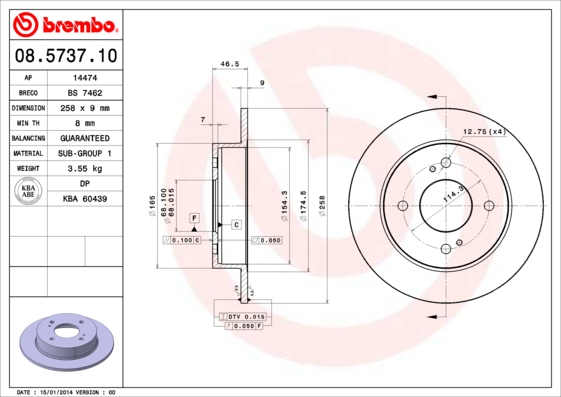 BREMBO Féktárcsa, mind 08.5737.10_BREMBO