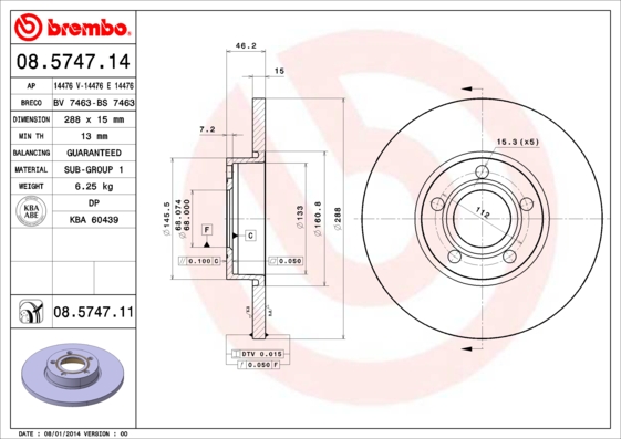 BREMBO Első féktárcsa 08.5747.11_BREMBO