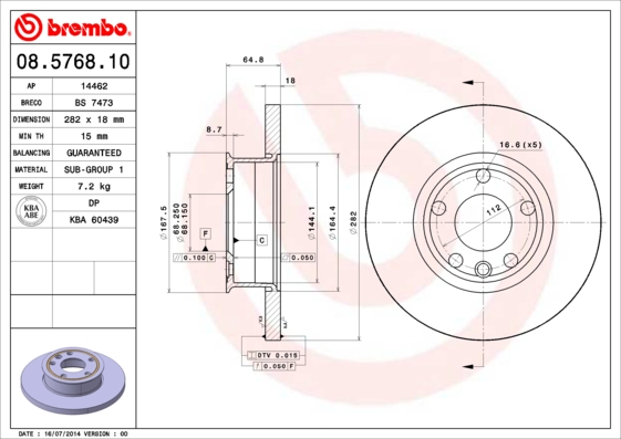 BREMBO Első féktárcsa 08.5768.10_BREMBO