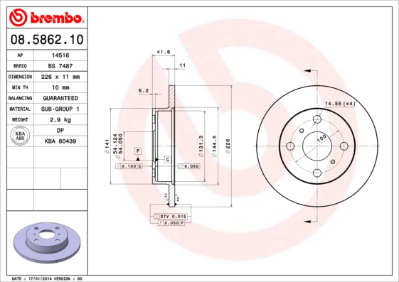 BREMBO Első féktárcsa 08.5862.10_BREMBO