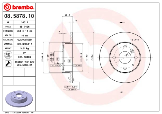 BREMBO Első féktárcsa 08.5878.10_BREMBO