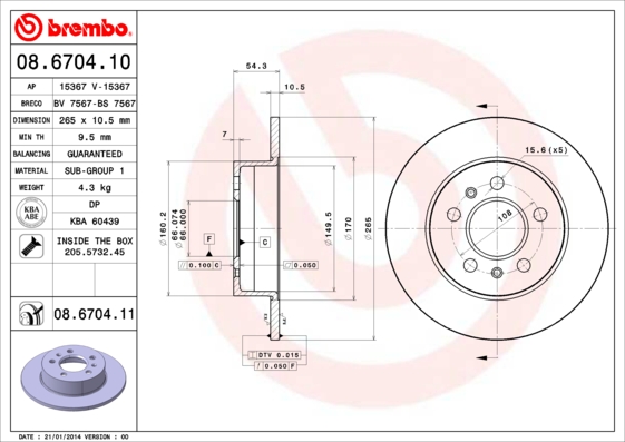 BREMBO Hátsó féktárcsa 08.6704.11_BREMBO