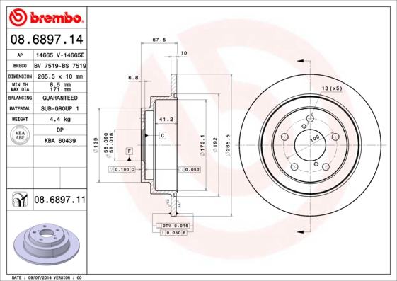 BREMBO Hátsó féktárcsa 08.6897.11_BREMBO