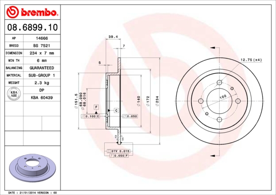 BREMBO Hátsó féktárcsa 08.6899.10_BREMBO