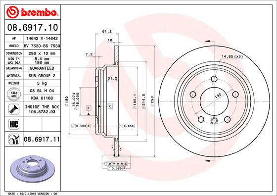 BREMBO Hátsó féktárcsa 08.6917.11_BREMBO