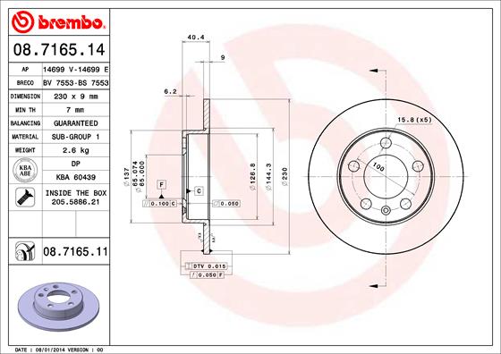 BREMBO Hátsó féktárcsa 08.7165.11_BREMBO