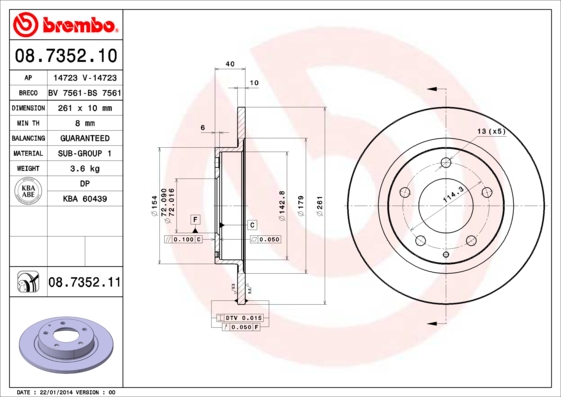 BREMBO Hátsó féktárcsa 08.7352.11_BREMBO