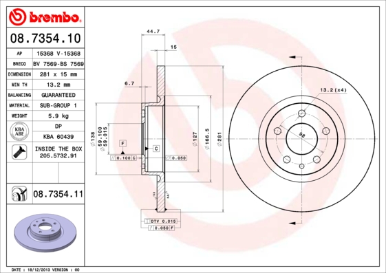 BREMBO Első féktárcsa 08.7354.10_BREMBO