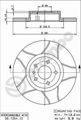 BREMBO Első féktárcsa 08.7354.75_BREMBO