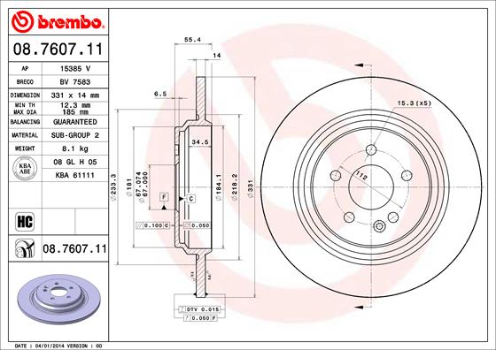 BREMBO Hátsó féktárcsa 08.7607.11_BREMBO