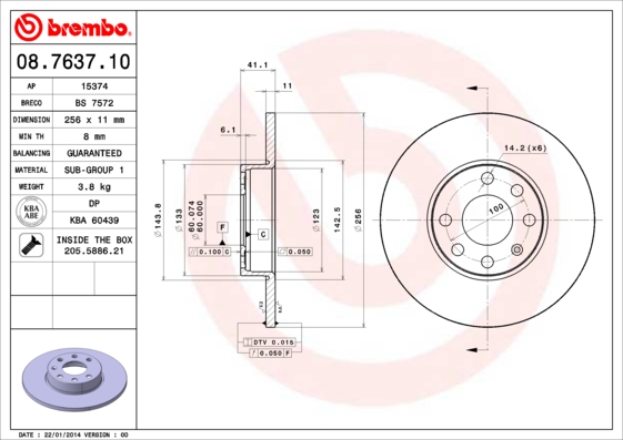 BREMBO Első féktárcsa 08.7637.10_BREMBO