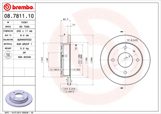 BREMBO Első féktárcsa 08.7811.10_BREMBO