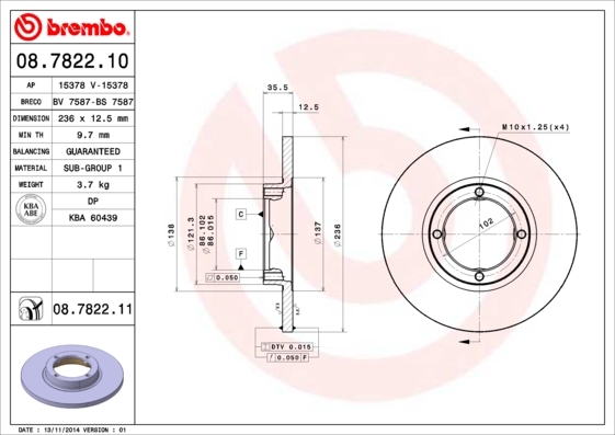 BREMBO Első féktárcsa 08.7822.10_BREMBO