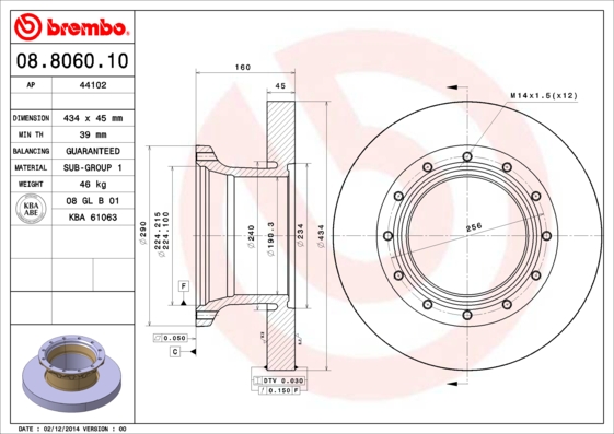 BREMBO Hátsó féktárcsa 08.8060.10_BREMBO