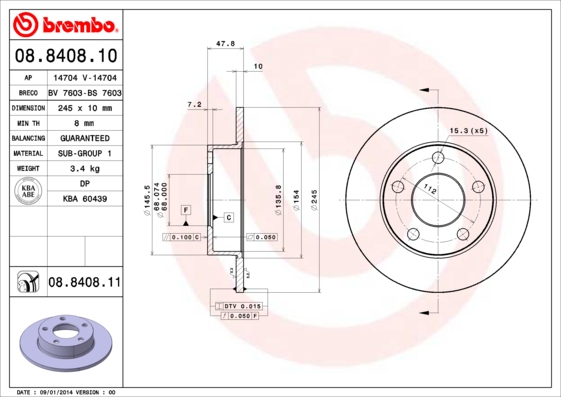 BREMBO Hátsó féktárcsa 08.8408.11_BREMBO