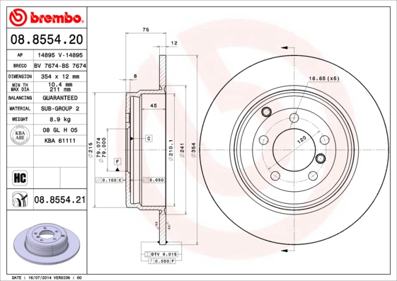 BREMBO Hátsó féktárcsa 08.8554.21_BREMBO