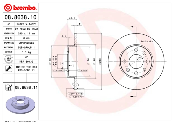 BREMBO Első féktárcsa 08.8638.10_BREMBO