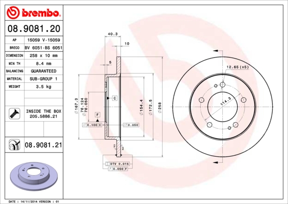 BREMBO Hátsó féktárcsa 08.9081.20_BREMBO