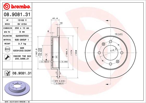 BREMBO Hátsó féktárcsa 08.9081.31_BREMBO