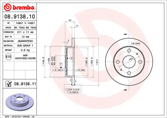 BREMBO Első féktárcsa 08.9138.10_BREMBO