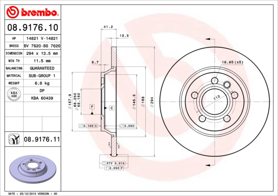 BREMBO Hátsó féktárcsa 08.9176.11_BREMBO