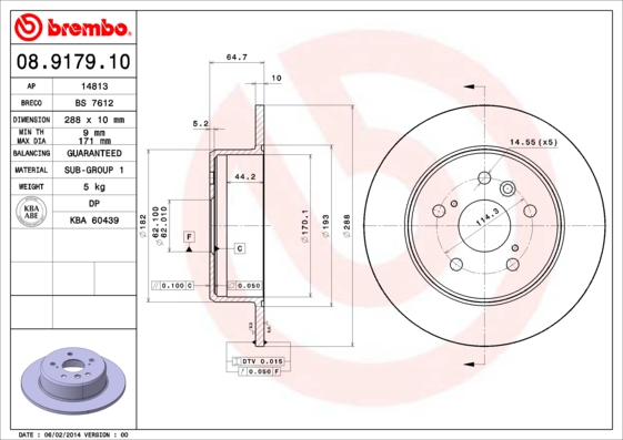 BREMBO Hátsó féktárcsa 08.9179.10_BREMBO