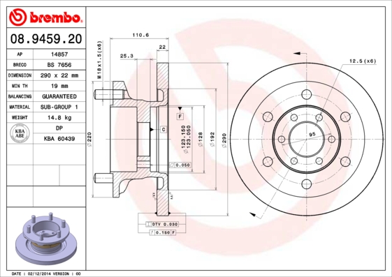 BREMBO Első féktárcsa 08.9459.20_BREMBO