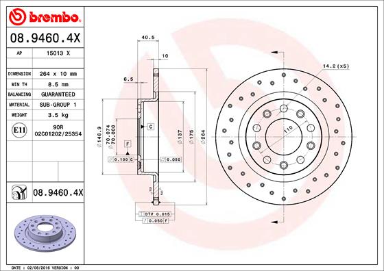 BREMBO Féktárcsa, mind 08.9460.4X_BREMBO