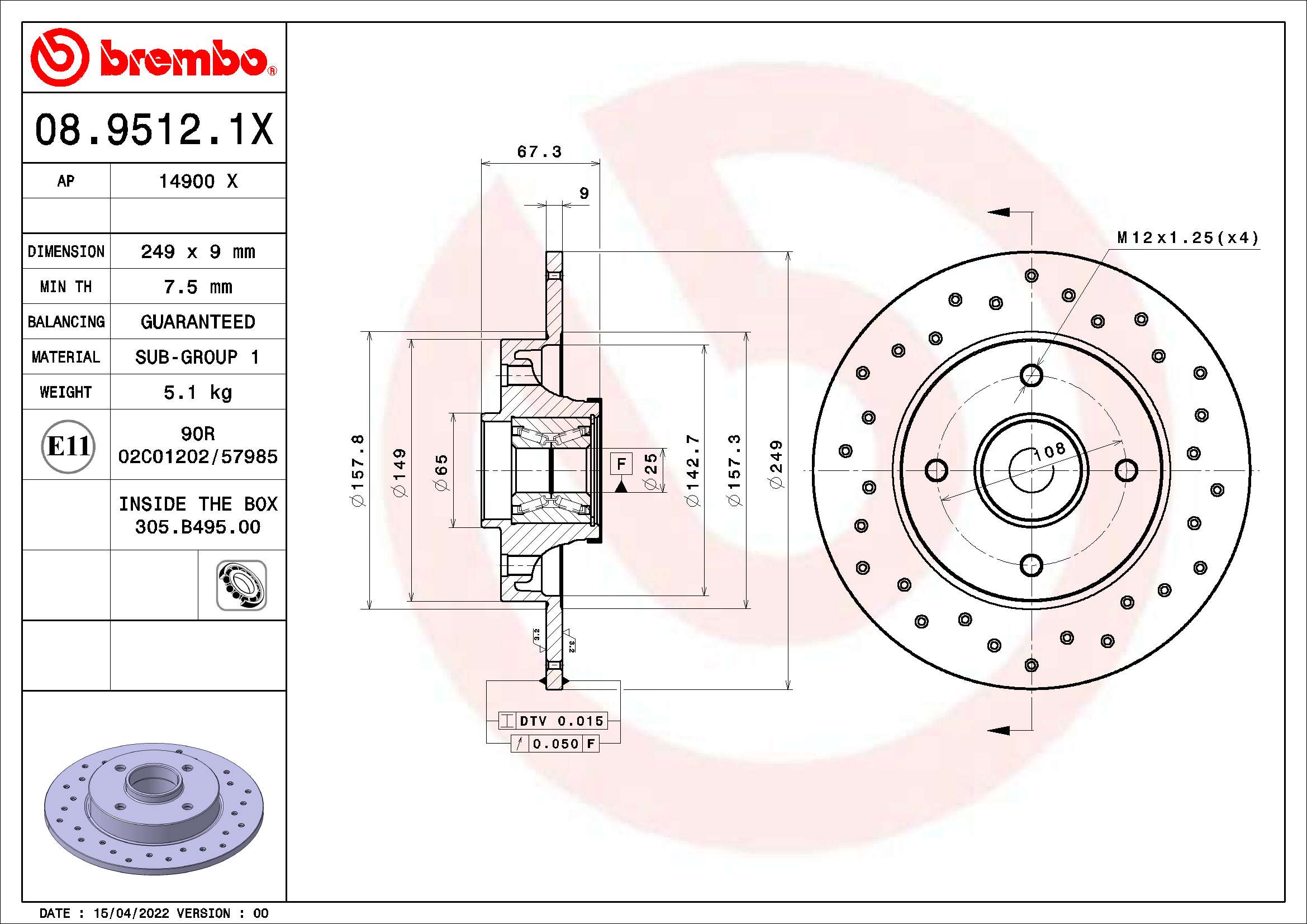 BREMBO Féktárcsa, mind 08.9512.1X_BREMBO