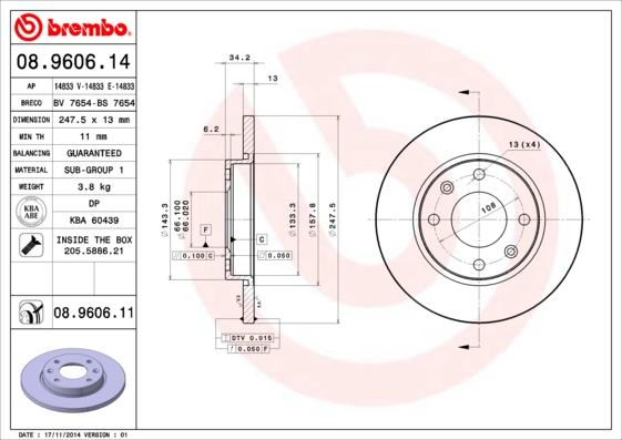 BREMBO Első féktárcsa 08.9606.11_BREMBO